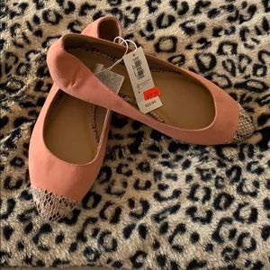 Faux suede pink flats